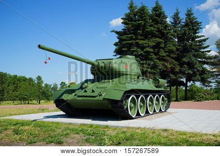 SAINT PETERSBURG, RUSSIA - JUNE 29, 2015: Tank T34-85 at the memorial 