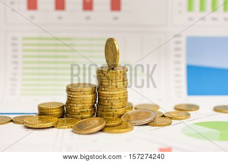 Euro Cents And Graph.
