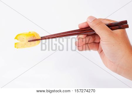 Sushi With Chopsticks.