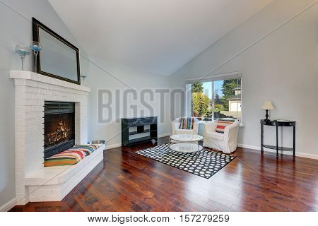 Nicely Furnished Living Room Interior With Hardwood Floor