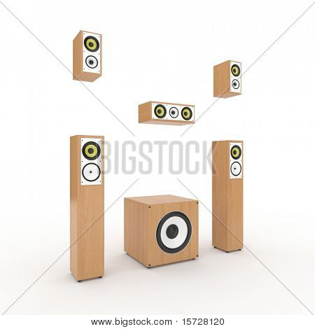 Sistema de altavoces. concepto. aislado en blanco