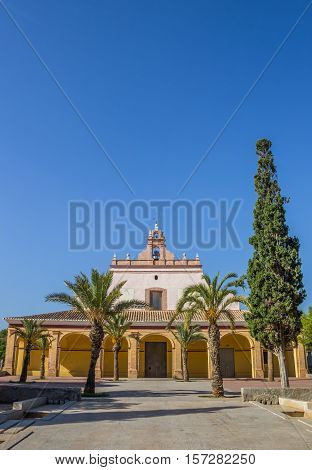 Park And Old Church In The Center Of Moncada