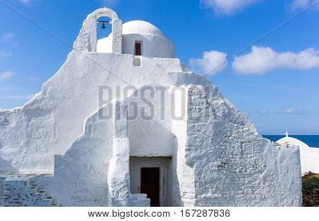 Greece Mykonos Chora the Panagia Paraportiani orthodox church in the Kastro area