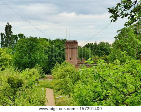 This is a wonderful park with a roman turret.