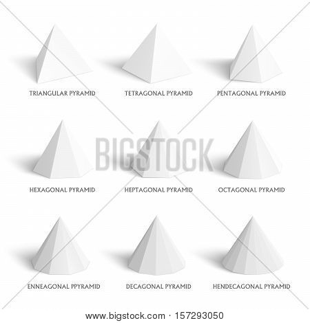 3d pyramids template. Realistic with shadow. Perfect for school, study, designers