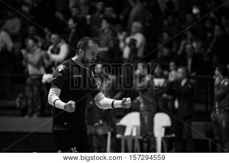 VALENCIA, SPAIN - NOVEMBER 8th: Yeray celebrates a goal during Spanish King Cup match between Levante UD FS and FC Barcelona at Cabanyal Stadium on November 8, 2016 in Valencia, Spain