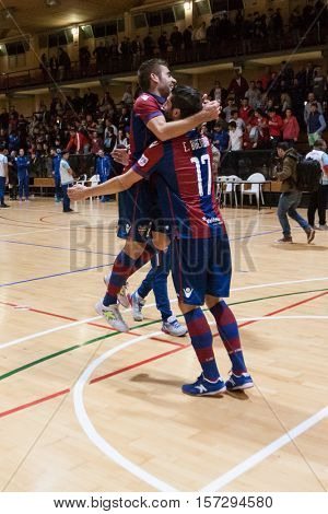 VALENCIA, SPAIN - NOVEMBER 8th: Levante players during Spanish King Cup match between Levante UD FS and FC Barcelona at Cabanyal Stadium on November 8, 2016 in Valencia, Spain