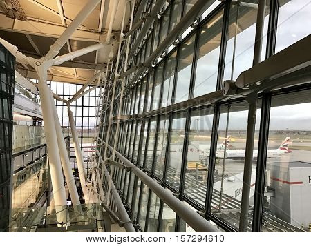 LONDON - NOVEMBER 16: Airside at London Heathrow Terminal 5 on November 16, 2016 in London, UK.