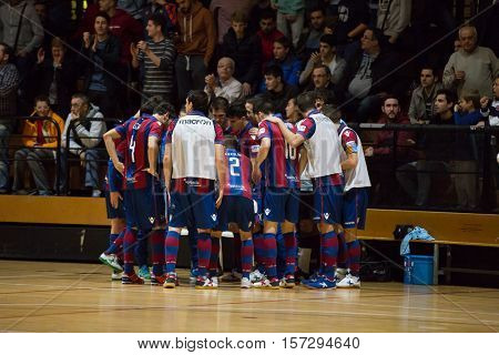 VALENCIA, SPAIN - NOVEMBER 8th: Levante team during Spanish King Cup match between Levante UD FS and FC Barcelona at Cabanyal Stadium on November 8, 2016 in Valencia, Spain