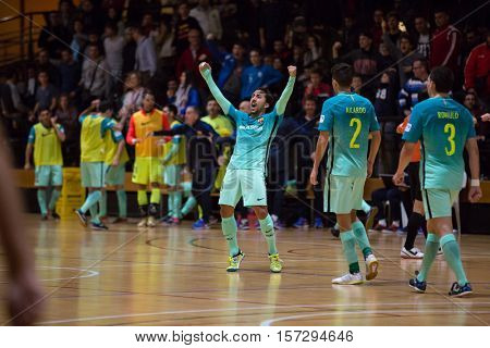 VALENCIA, SPAIN - NOVEMBER 8th: Joselito celebrates a goal during Spanish King Cup match between Levante UD FS and FC Barcelona at Cabanyal Stadium on November 8, 2016 in Valencia, Spain
