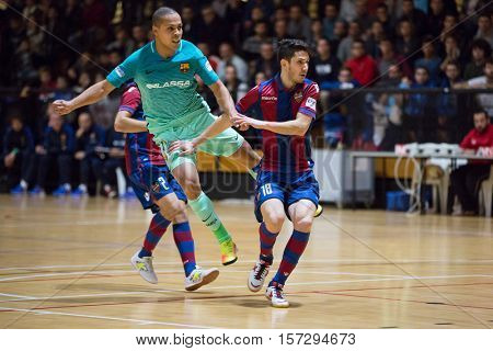 VALENCIA, SPAIN - NOVEMBER 8th: Ferrao with ball during Spanish King Cup match between Levante UD FS and FC Barcelona at Cabanyal Stadium on November 8, 2016 in Valencia, Spain