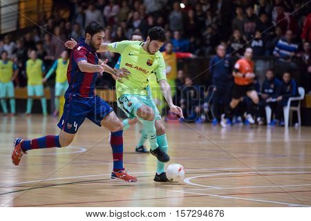 VALENCIA, SPAIN - NOVEMBER 8th: Tolra with ball during Spanish King Cup match between Levante UD FS and FC Barcelona at Cabanyal Stadium on November 8, 2016 in Valencia, Spain