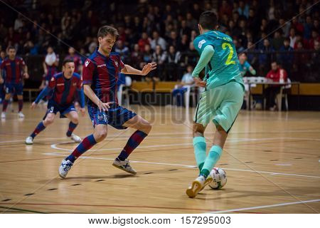 VALENCIA, SPAIN - NOVEMBER 8th: Aicardo with ball during Spanish King Cup match between Levante UD FS and FC Barcelona at Cabanyal Stadium on November 8, 2016 in Valencia, Spain