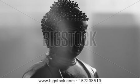 Decorative Buddha Statue, Buddha In The Background Of Incense, Shakyamuni Attained Enlightenment. Th