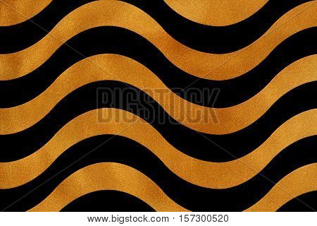 Golden Wavy Striped Background.