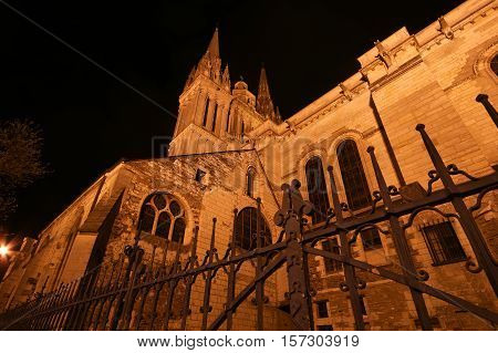 Saint-maurice Cathedral At Night, Angers In France