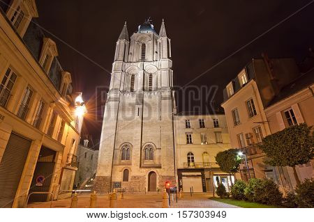 Saint-maurice Cathedral At Night, Angers In France