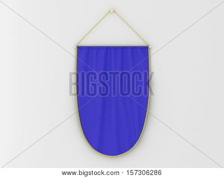 Pennant Hanging On A Wall. Include Clipping Path.