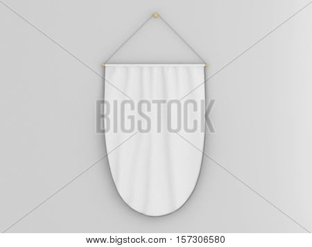 Pennant Hanging On A Wall. Include Clipping Path.