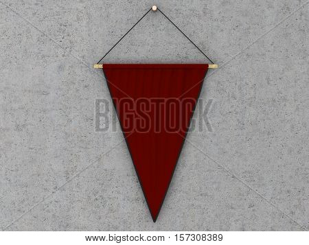 Pennant Hanging On A Wall. Include Clipping Path.