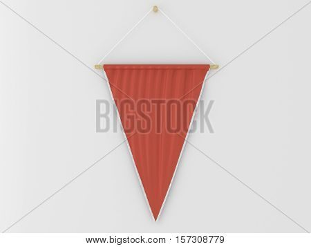 Pennant Hanging On A Wall. Include Clipping Path.
