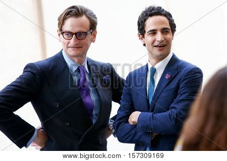 NEW YORK-MAY 5: Hamish Bowles (L) and Zac Posen attend the ribbon cutting ceremony for the Anna Wintour Costume Center Grand Opening at the Metropolitan Museum of Art on May 5, 2014 in New York City.
