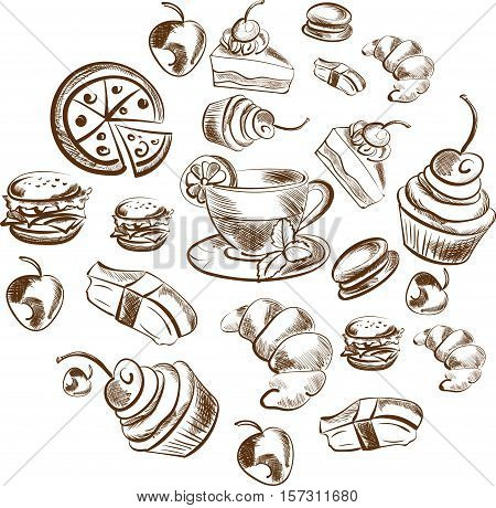 Detailed food sketch that can be used for illustrations