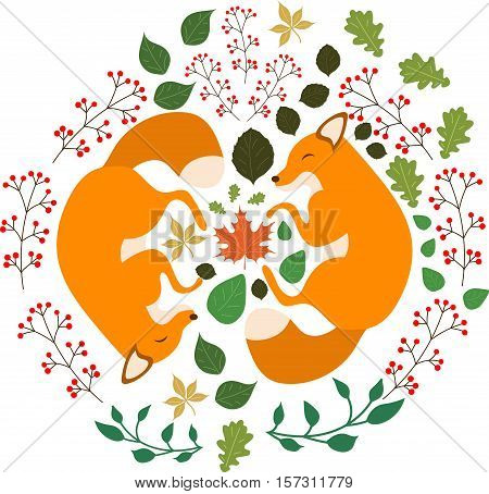 Set of cute cartoon foxes in modern simple flat style that can be used in various templates