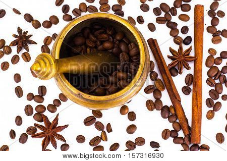 Old Coffee Grinder Isolated on White Background.