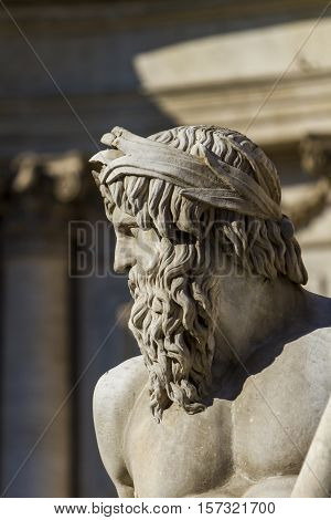 Detail Of Fontana Dei Quattro Fiumi On Piazza Navona In Rome