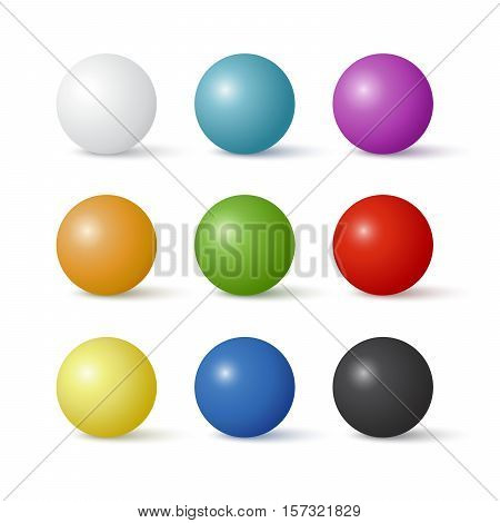 Collection of realistic colorful spheres isolated on white. Vector illustration for your design.