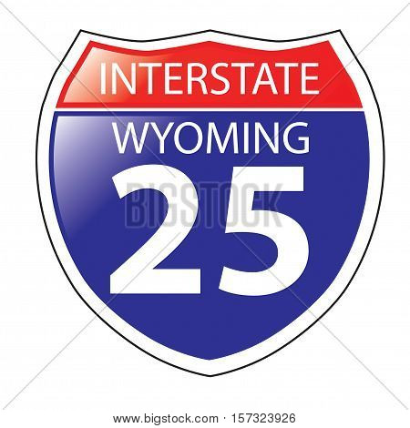 Layered artwork of Wyoming I-25 Interstate Sign
