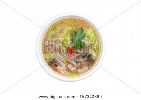 traditional japanese soup udon isolated on white background