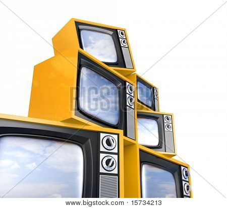Kupie Retro TV z niebo odbicie