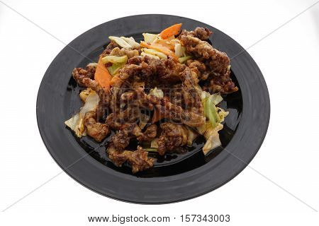 Chinese Food. Hot Dry Veal With Vegetables