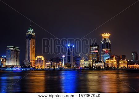 Night View Of Bund Skyline (waitan) From Pudong Side, Shanghai