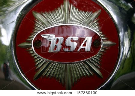BSA Gold Star, Photographed at Coleford Carnival of transport, England. 13th April 2009 (tank name plate)