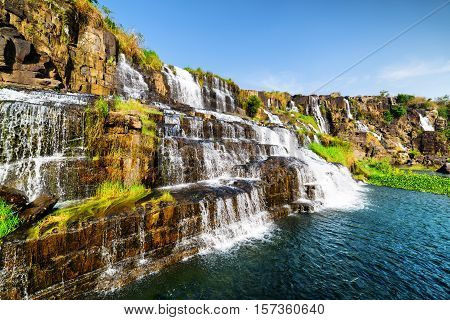 Amazing Natural Cascades Of Waterfall With Crystal Clear Water