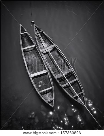 Boats on a river. Vietnam, Nha-Trang, May of 2016