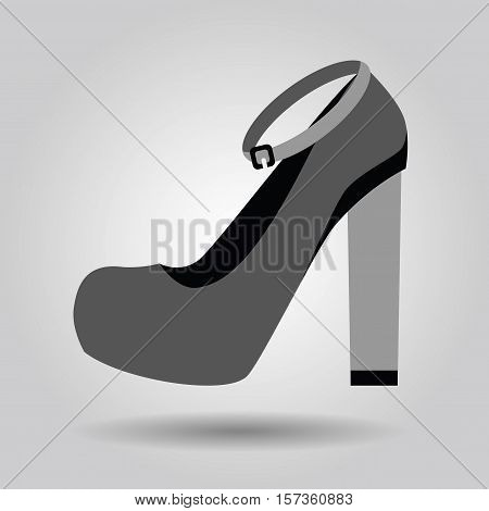 Single women platform high heel strap shoe with solid heels icon on gray gradient background