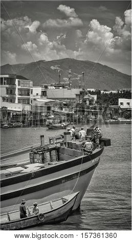 Vietnamese fishers in Nha-Trang. Vietnam, May of 2016