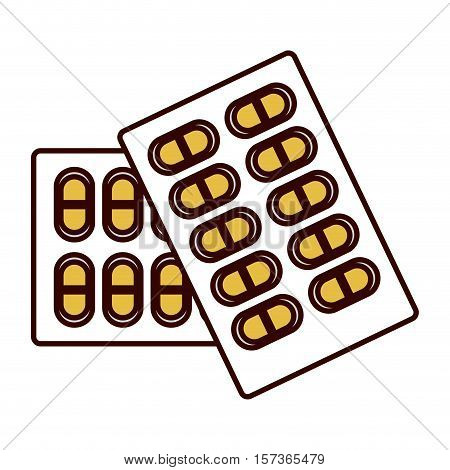 color silhouette blisterpack with pills yellow vector illustration