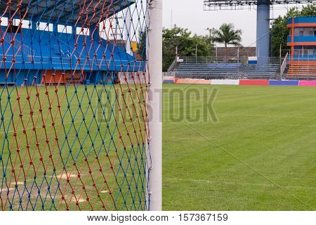 Football Stadium And Net Of Goal