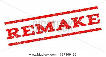 Remake watermark stamp. Text caption between parallel lines with grunge design style. Rubber seal stamp with scratched texture. Vector red color ink imprint on a white background.
