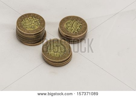 Various Czech money on the white background