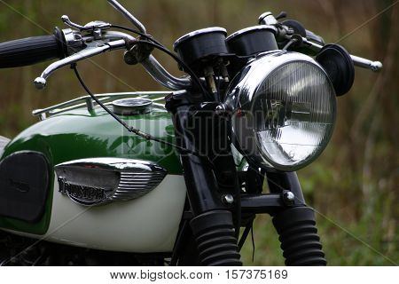 Triumph TR6 Trophy 1967, Photographed at Coleford Carnival of transport, England. 11th April 2009 (handebars & fuel tank)