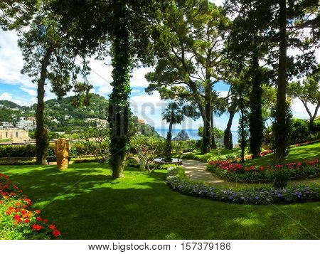 Bautiful public garden in Capri island, Italy