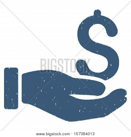 Earnings Hand grainy textured icon for overlay watermark stamps. Flat symbol with unclean texture. Dotted vector blue ink rubber seal stamp with grunge design on a white background.