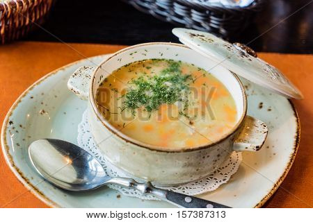 rassolnik soup in a bowl