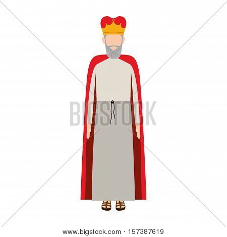 colorful king with crown and beard without a face vector illustration